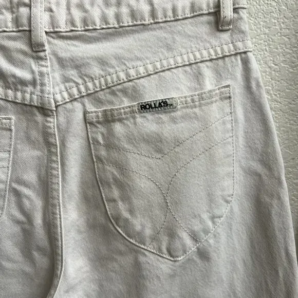 ROLLAS Original High Rise Straight Jeans Salt Color Cream Sz 28 Retro Pockets - Picture 7 of 10